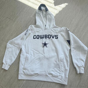 XL Reebok NFL Dallas Cowboys Football Hoodie White Navy NFC East Pullover